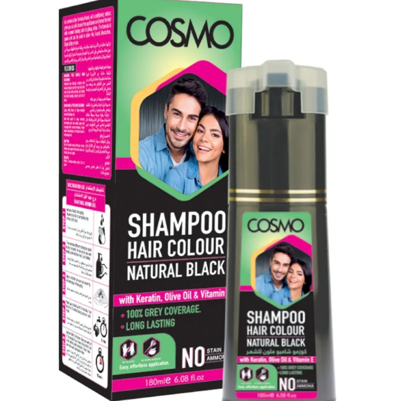 Cosmo Hair Color Shampoo 180ml Black, Dark Brown