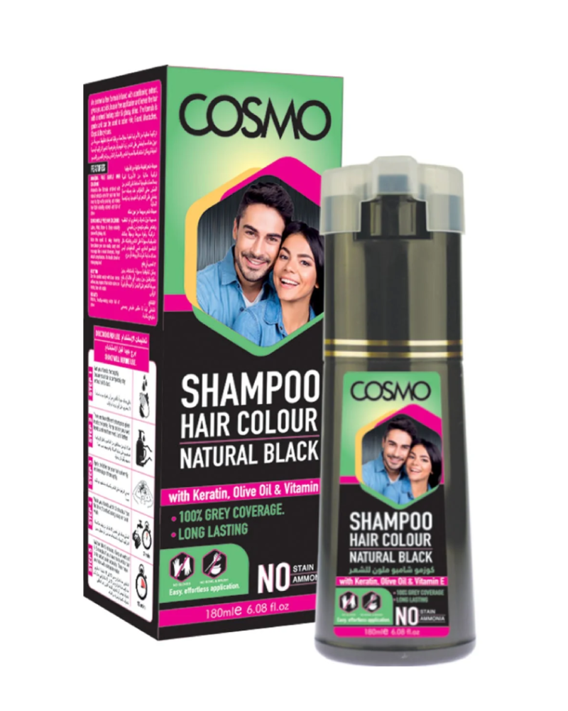 Cosmo Hair Color Shampoo 180ml Black, Dark Brown