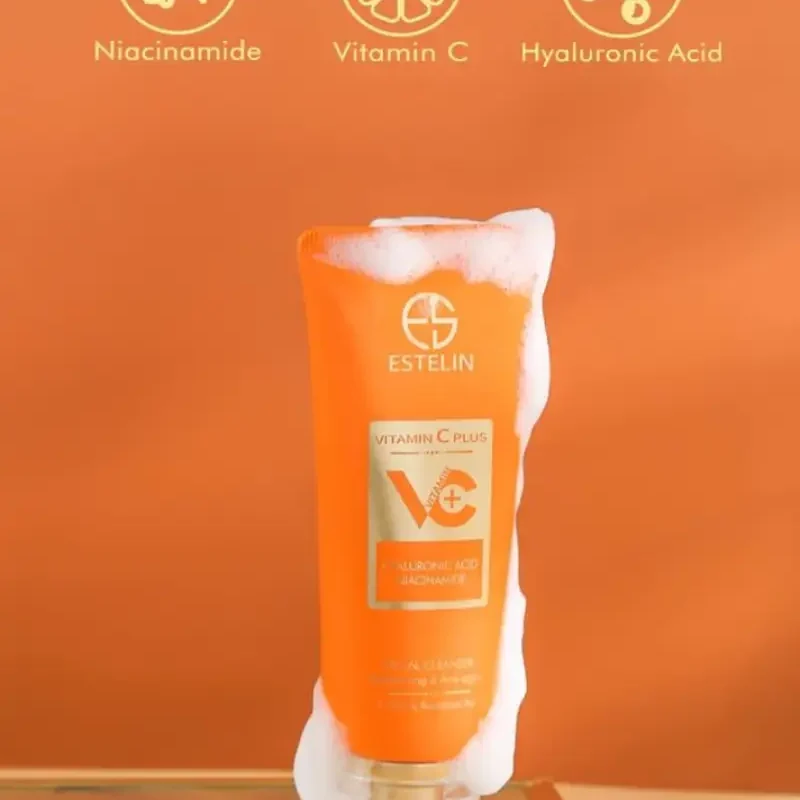 Estelin Vitamin C Plus Facial Cleanser And Hyaluronic Acid, Niacinamide