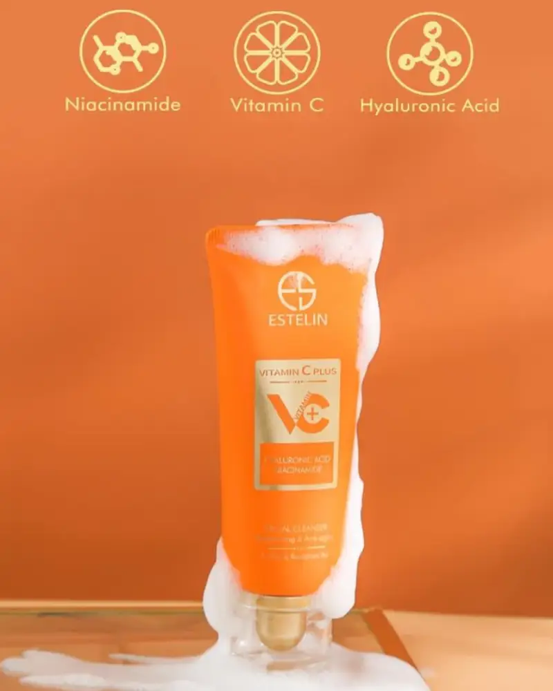 Estelin Vitamin C Plus Facial Cleanser And Hyaluronic Acid, Niacinamide