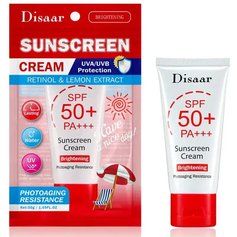 Disaar Sunscreen Cream Spf 50 + Uva/Uvb Protection Retinol & Lemon Extract